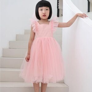 Girl’s Pink Ruffled Tulle Party Dress Size 5/6 Y, 120 cm